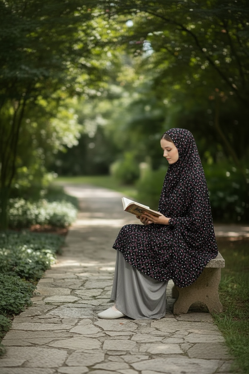 Handmade Khimar Hijab with Niqab No Sleeves Lightweight Breathable Islamic Prayer Outfit Non-Slip  Khimar 45” Length 55”Width