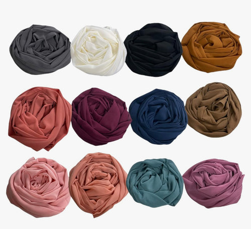 Plain Chiffon Hijab for Women – Lightweight Long Modest Scarf