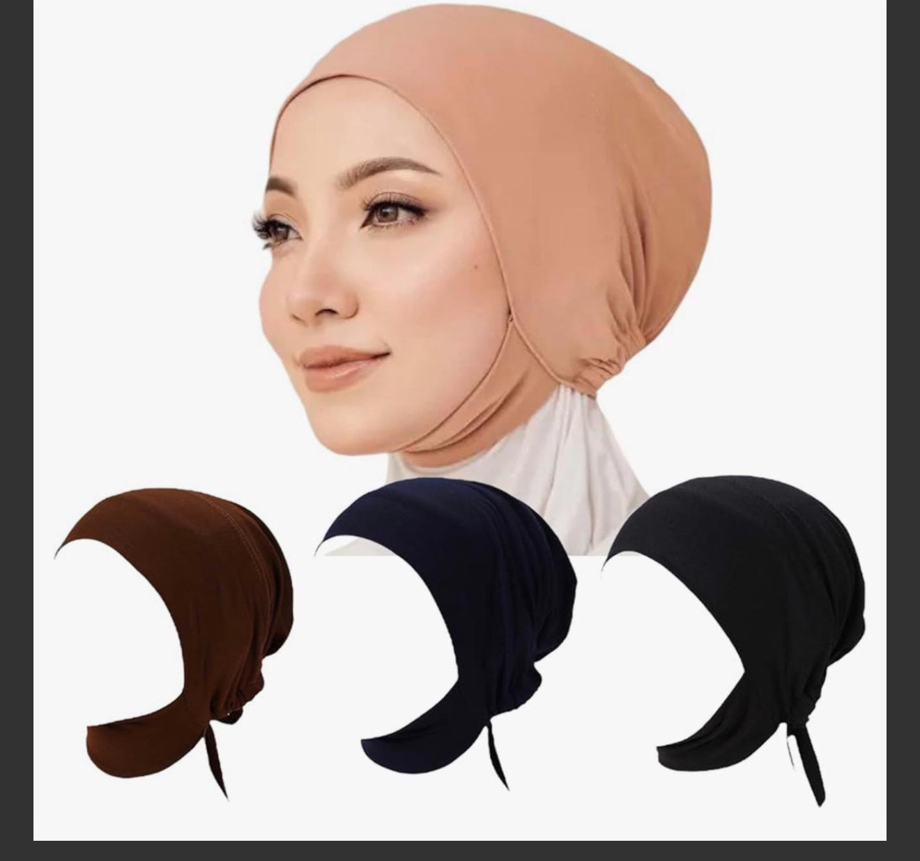 Premium 3-Piece Inner Hijab Undercap Set Soft, Stretchy & Non-Slip