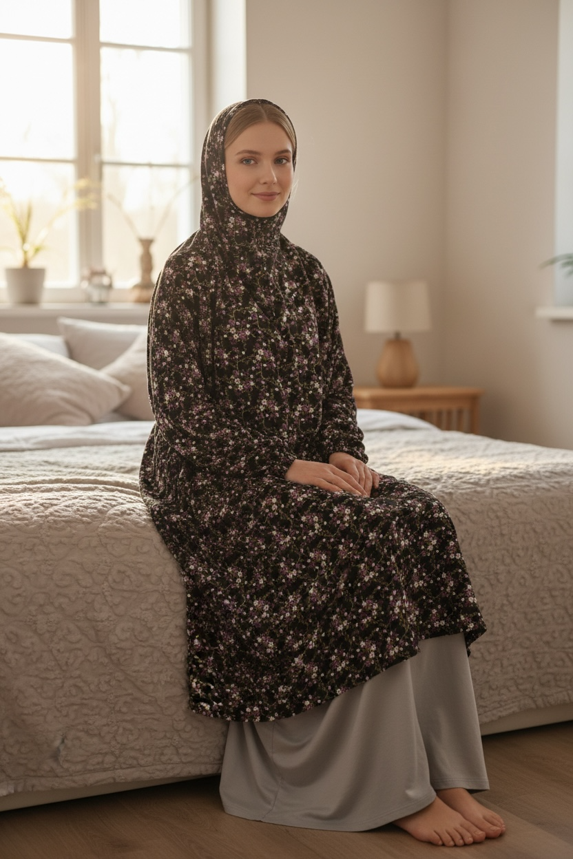 Semi-Long handmade Khimar Hijab with Niqab Lightweight Breathable Islamic Prayer Outfit