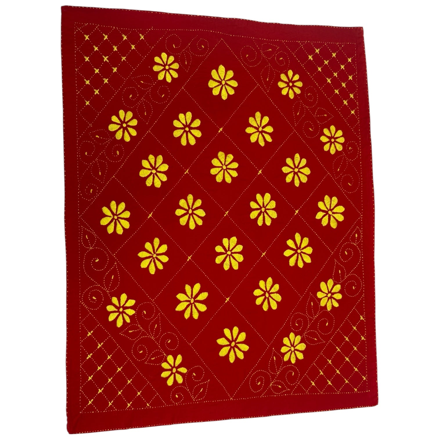 Hand-Embroidered Baby quilt Nokshi Khanta 35×28 Inches, 100% Cotton” vintage style inspired