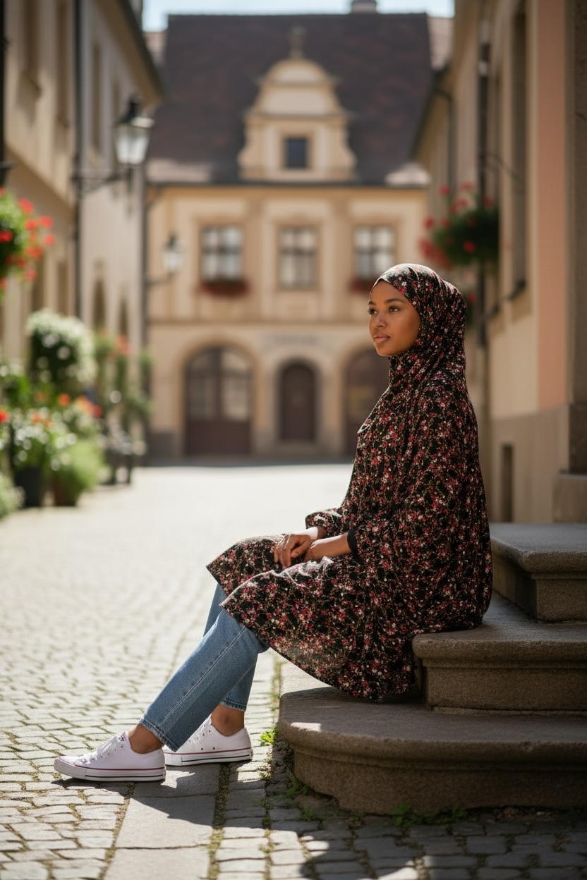 Handmade Khimar Hijab with Niqab No Sleeves Lightweight Breathable Islamic Prayer Outfit Non-Slip  Khimar 45” Length 55”Width